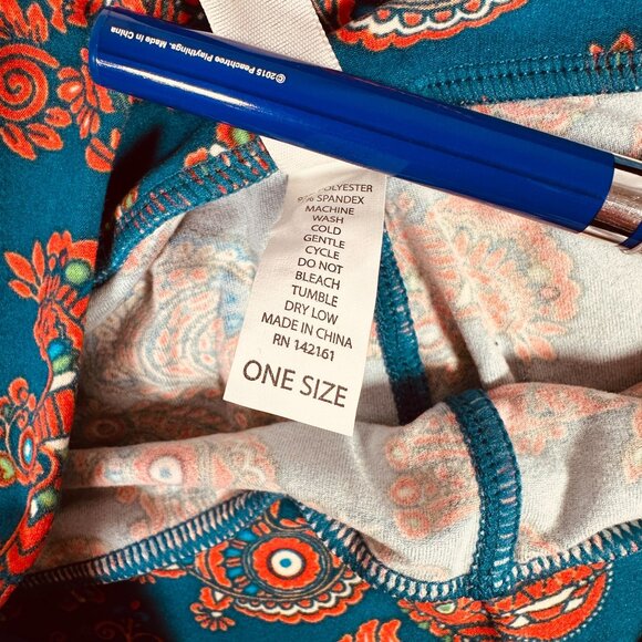 LuLaRoe Blue Red Aztec Birds Soft Cozy LLR White Leggings One Size OS - Picture 3 of 6